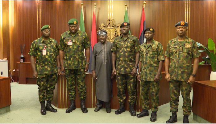 Tinubu Hosts New Service Chiefs At Presidential Villa Ahead Of Senate Confirmation, Swearing-In
