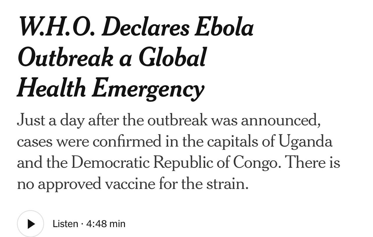 WHO Declares Ebola Outbreak In DR Congo And Uganda A Global Health Emergency